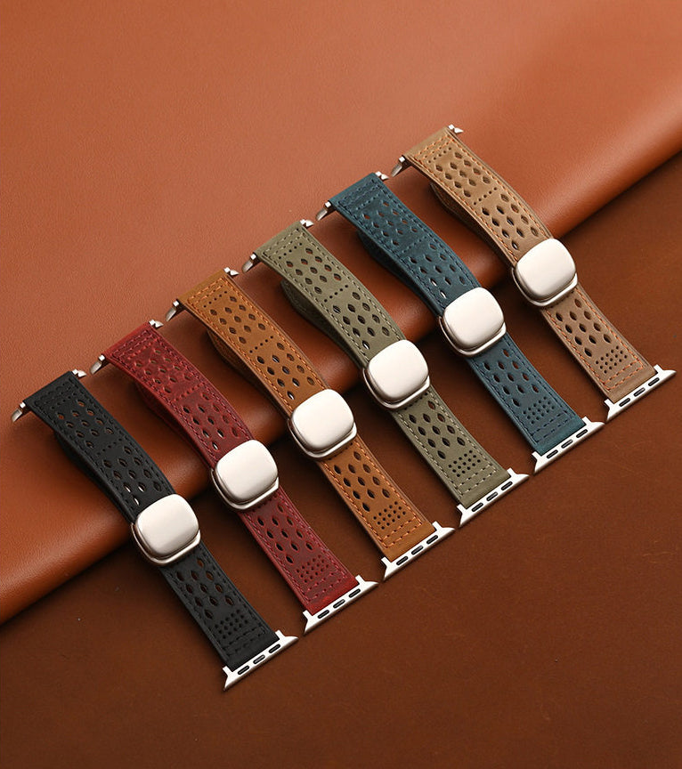 Premium Soft Leather Apple Watch Band - Breathable & Durable