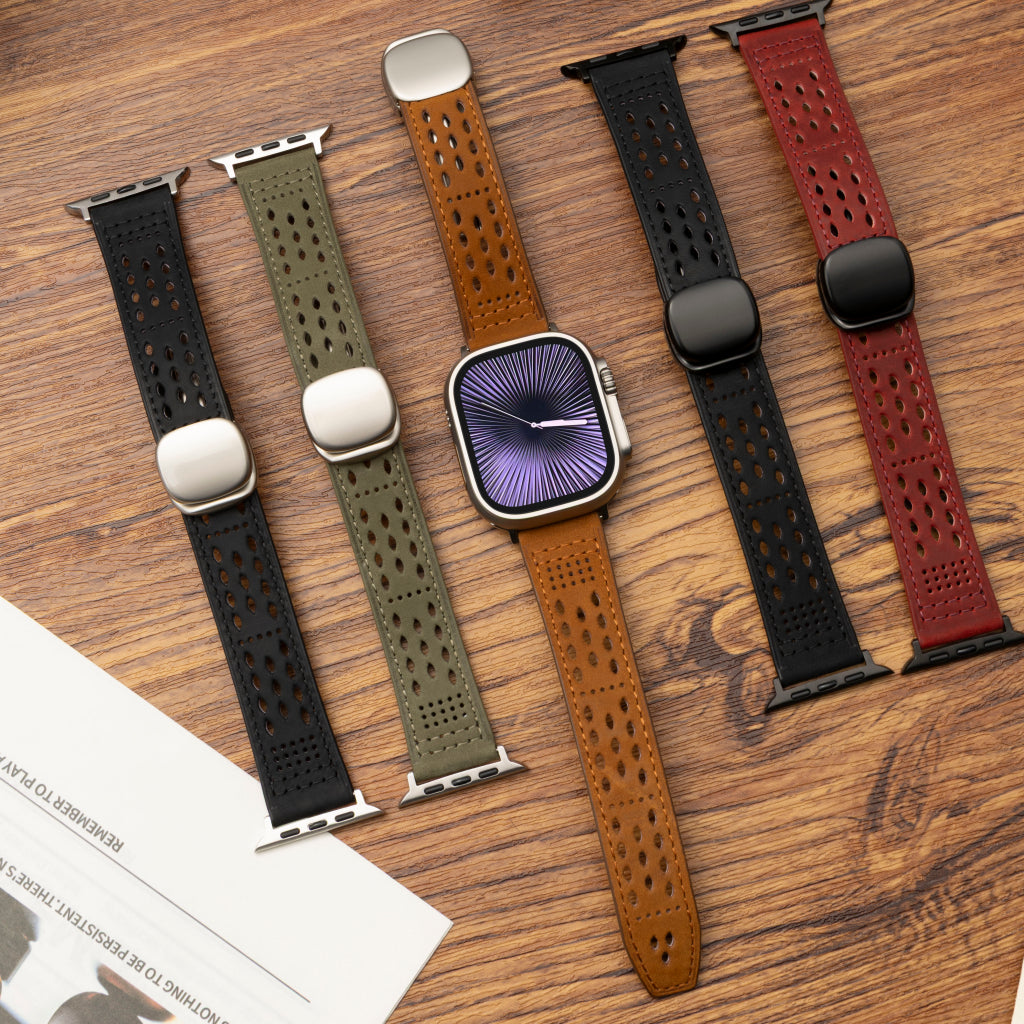 Premium Soft Leather Apple Watch Band - Breathable & Durable