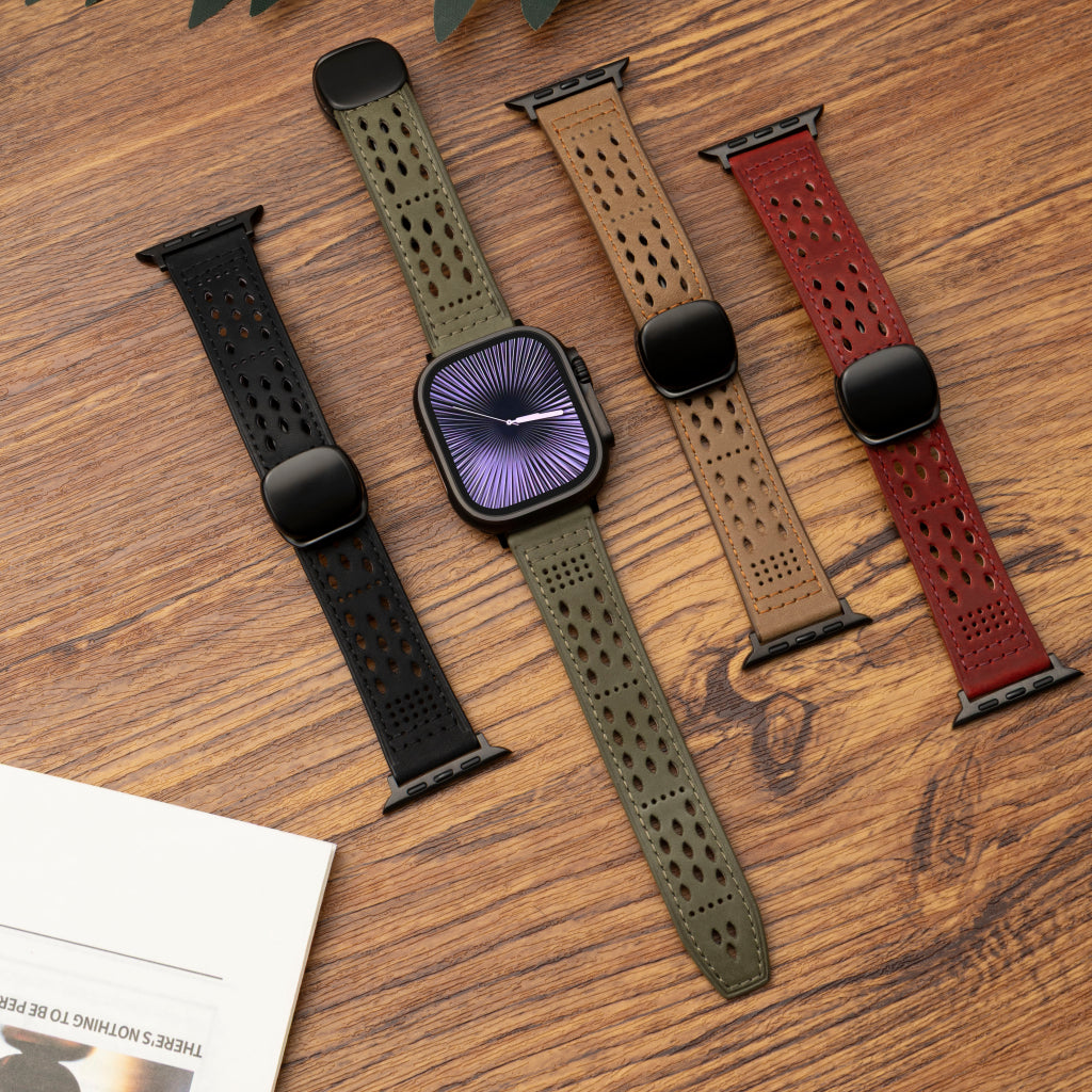 Premium Soft Leather Apple Watch Band - Breathable & Durable