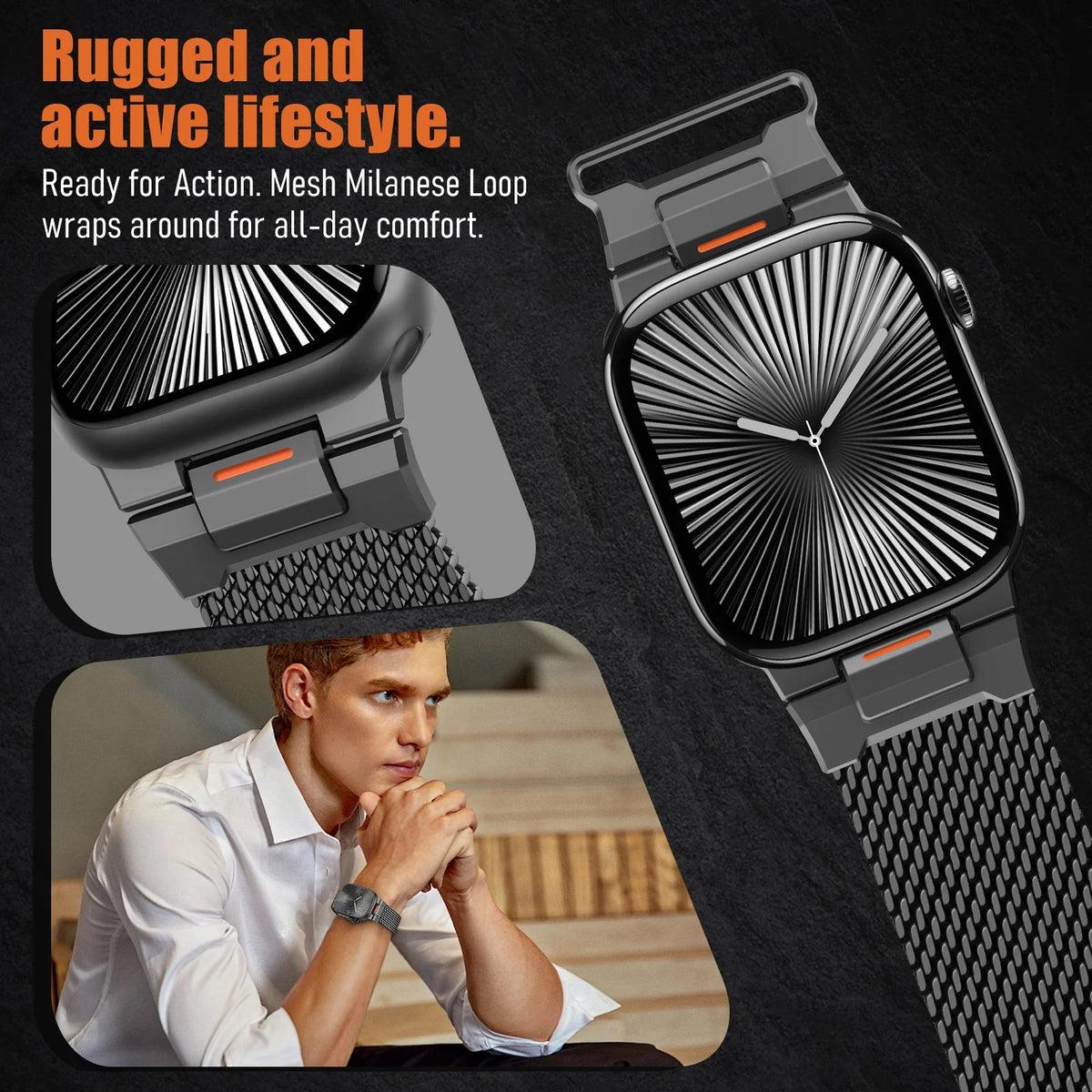 Mecha Milanese Magnetic Mesh Band for Apple Watch