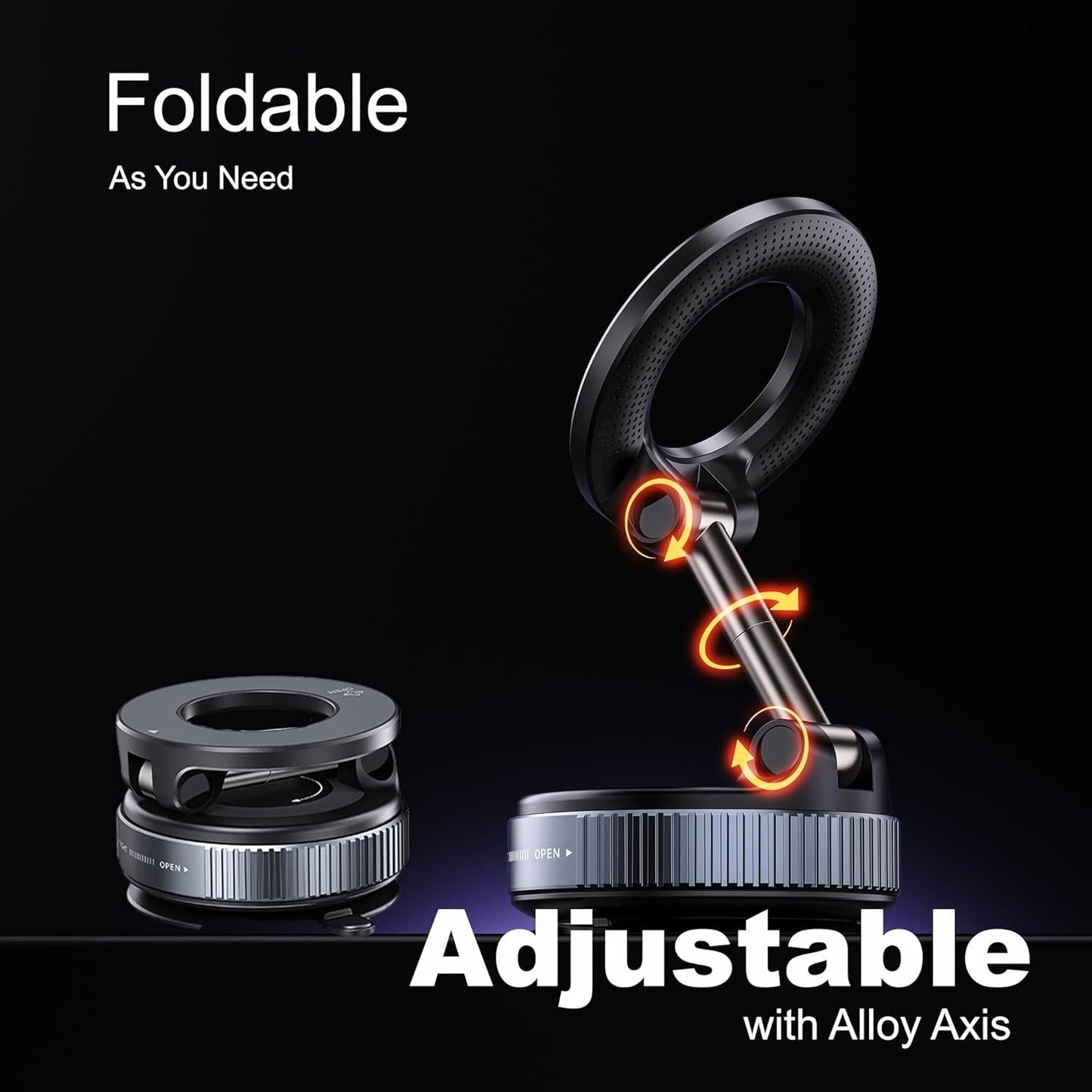 Adjustable Folding Magnetic Car Phone Mount - 360° Rotation