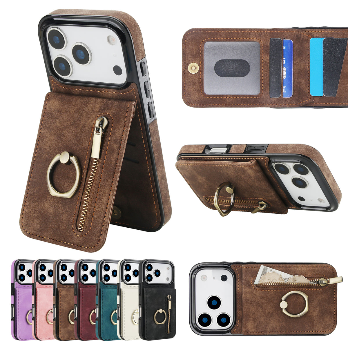 Slim Leather Wallet Case for iPhone