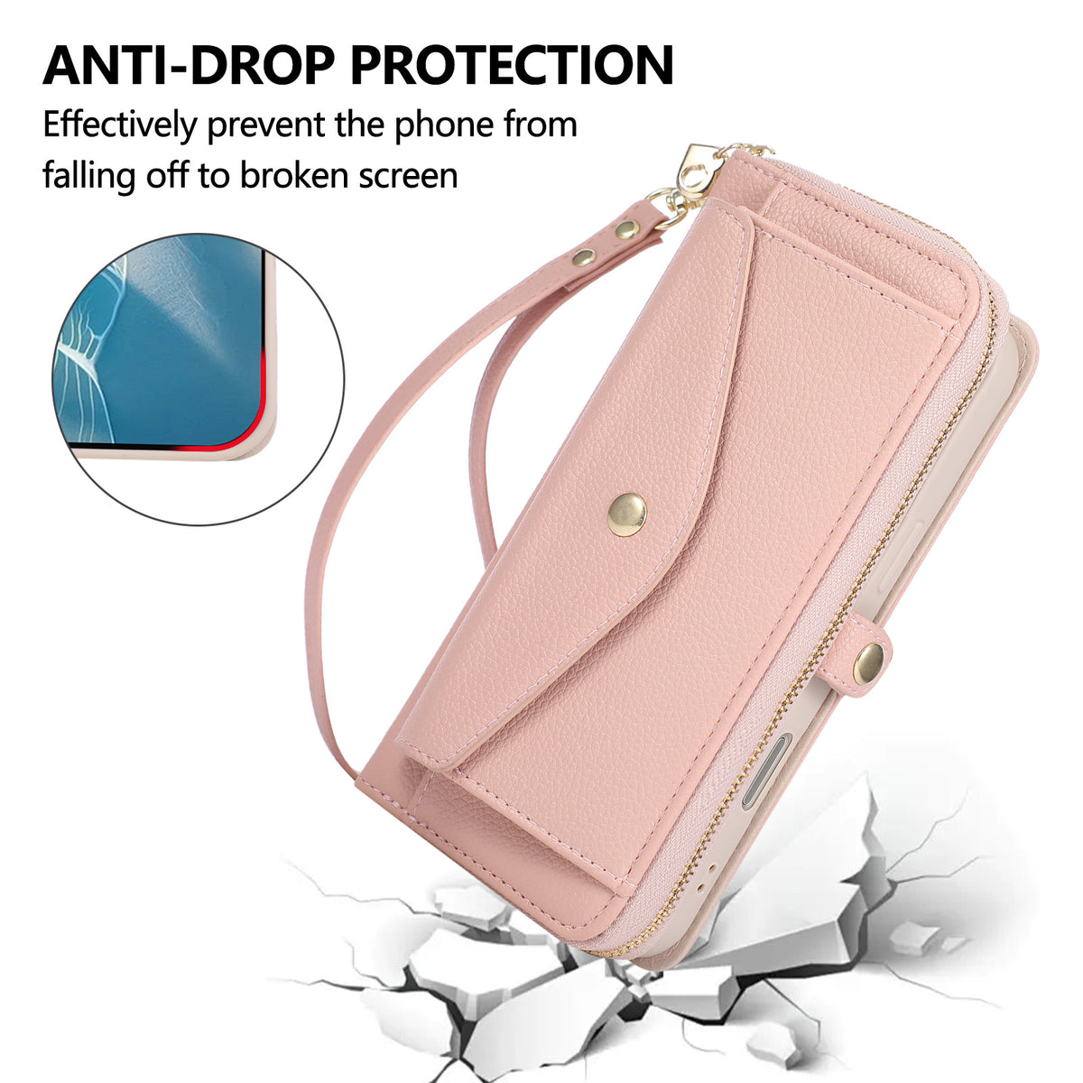 5-in-1 Leather Crossbody Phone Case