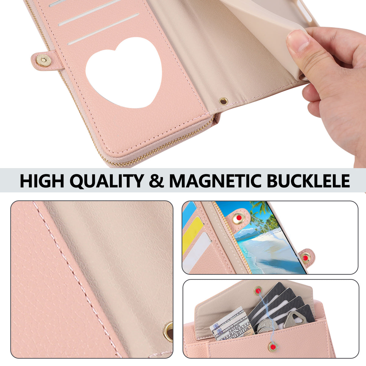 5-in-1 Leather Crossbody Phone Case