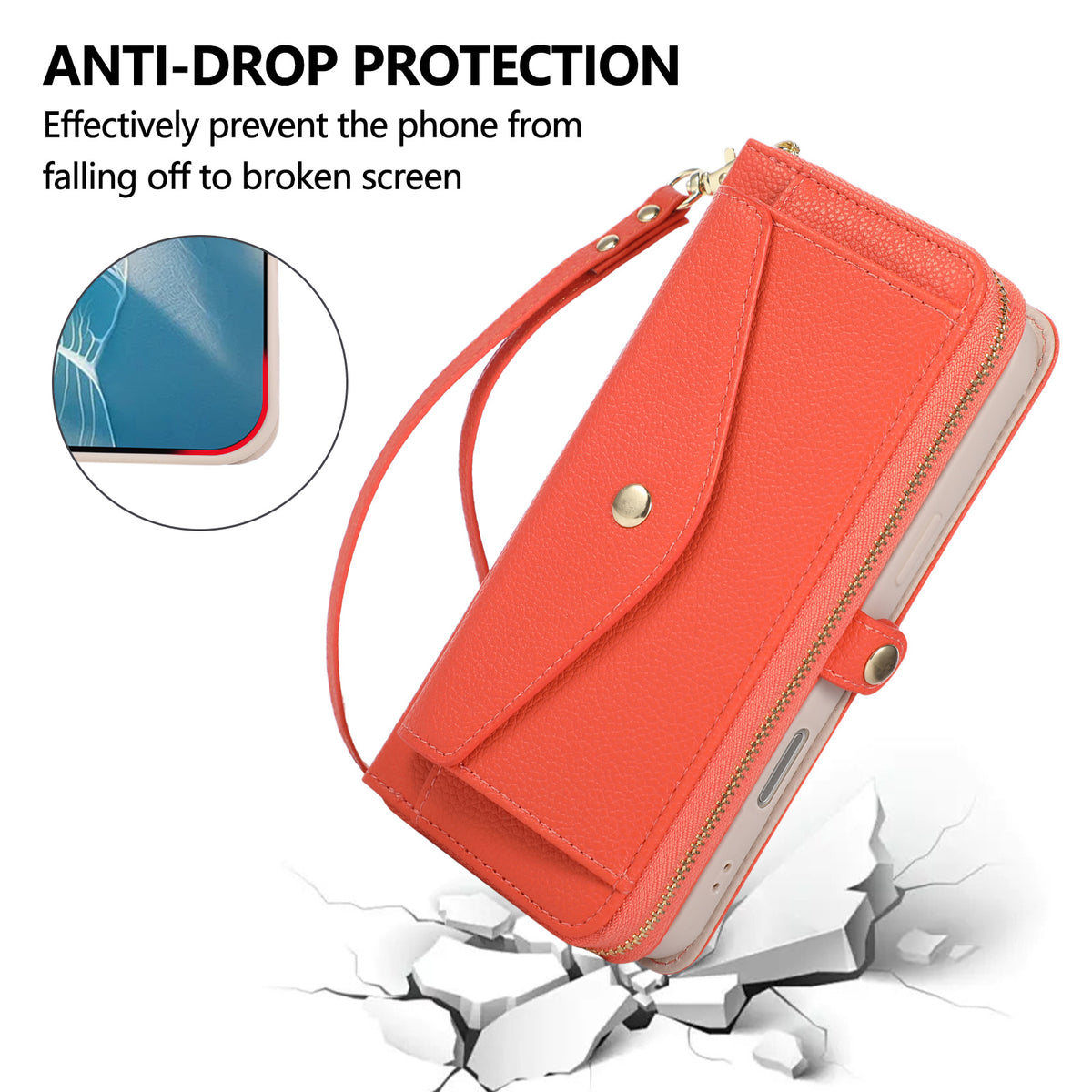 5-in-1 Leather Crossbody Phone Case