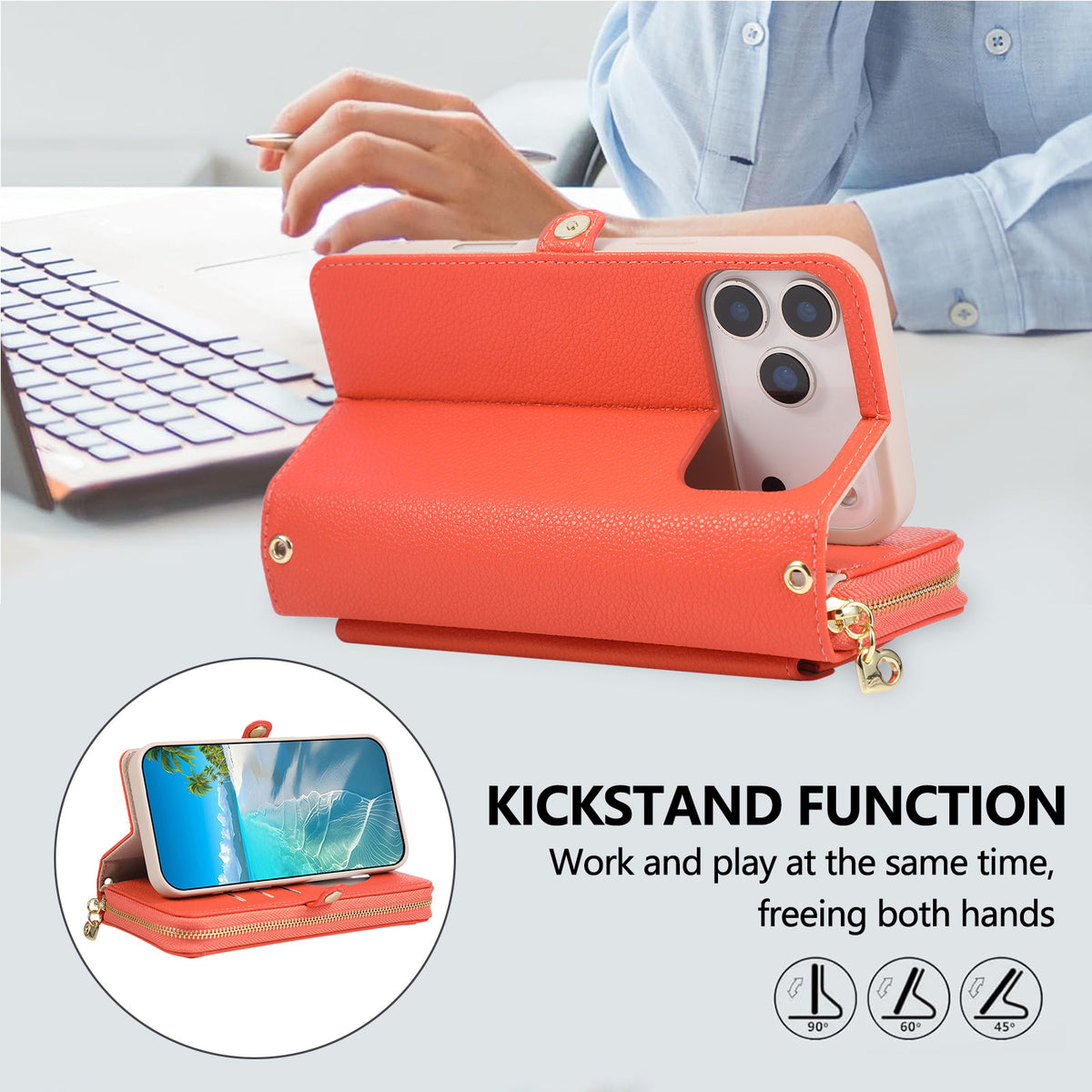 5-in-1 Leather Crossbody Phone Case