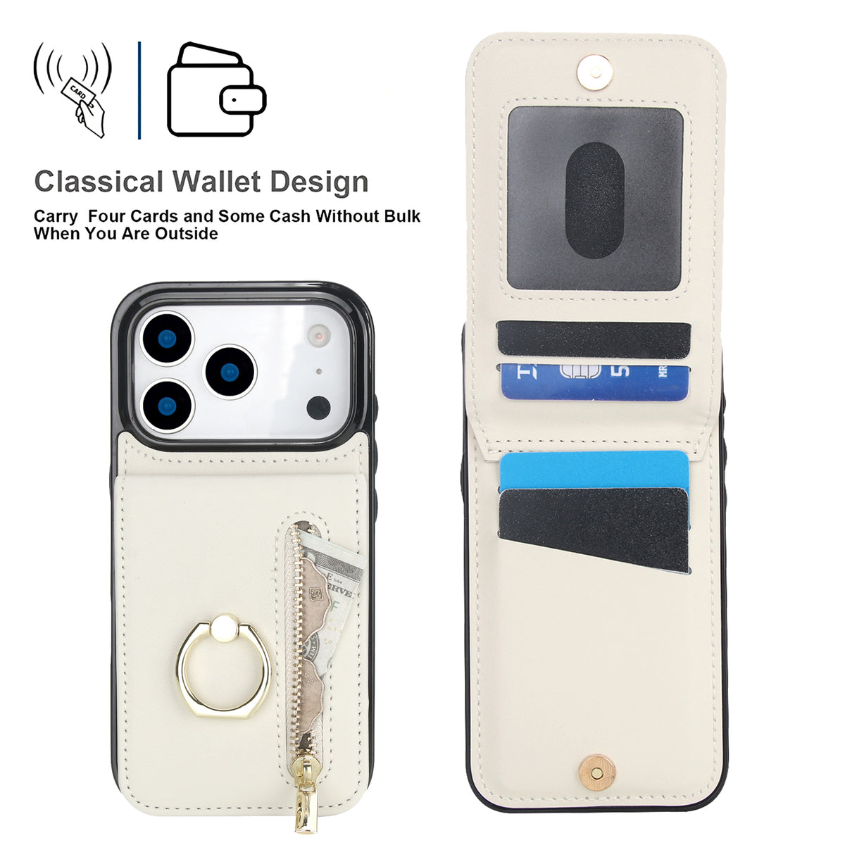 Slim Leather Wallet Case for iPhone