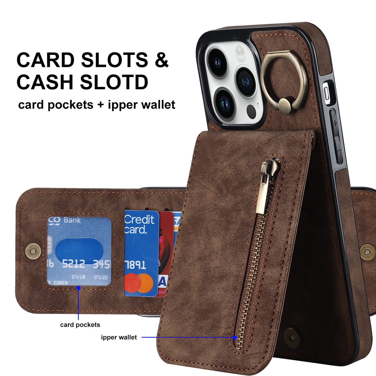 Slim Leather Wallet Case for iPhone