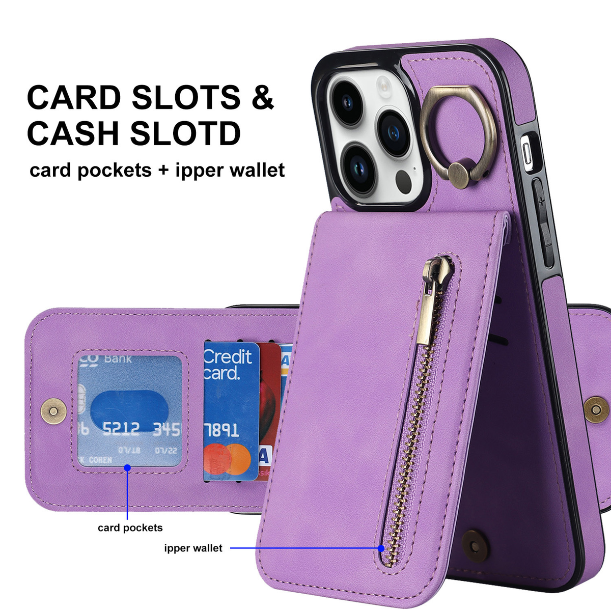 Slim Leather Wallet Case for iPhone