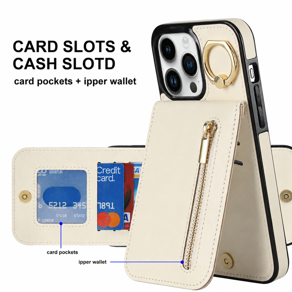 Slim Leather Wallet Case for iPhone
