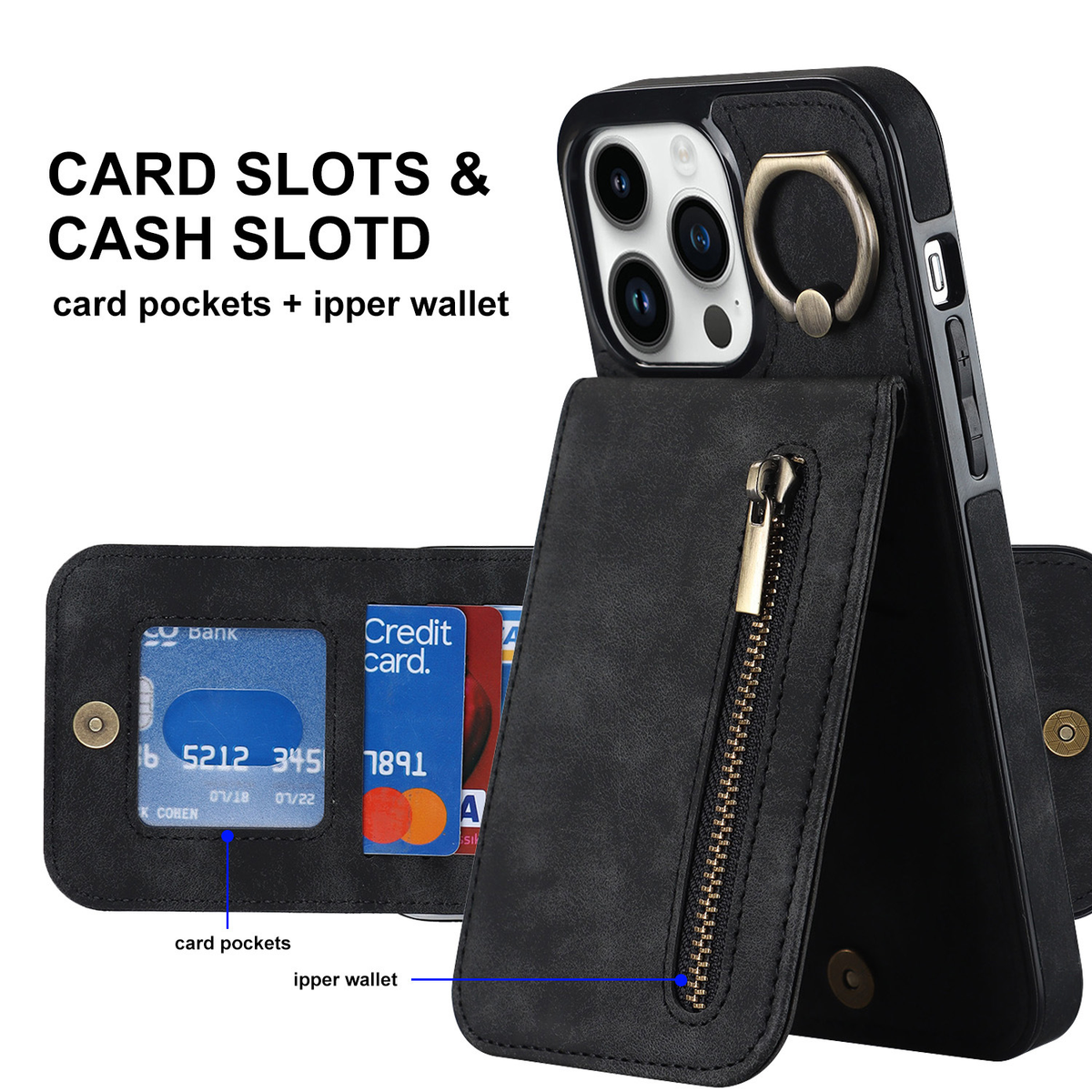 Slim Leather Wallet Case for iPhone